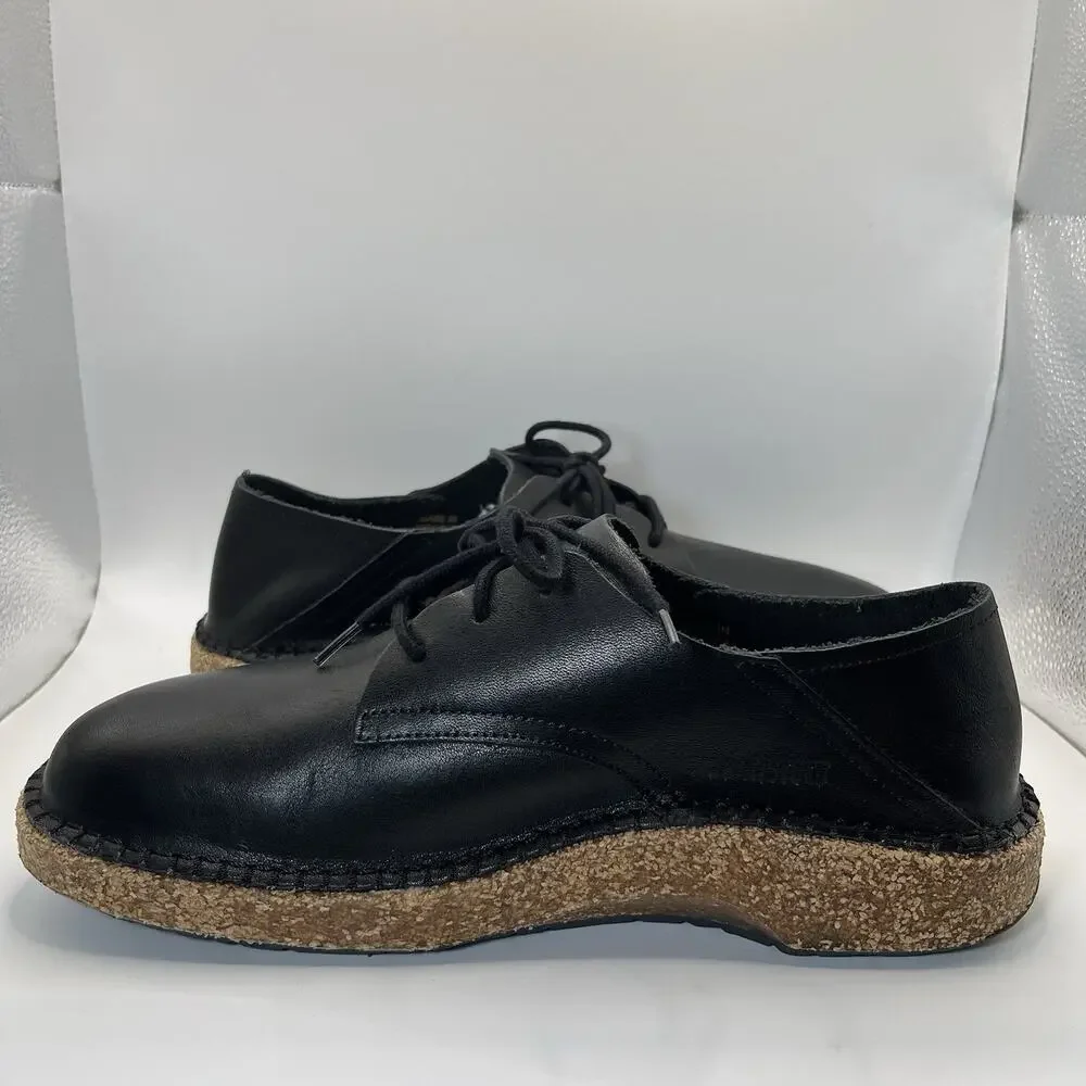 Birkenstock Gary Leather Shoes EU 41 Mens 8-8.5 Women 10-10.5 Vintage Wood Black